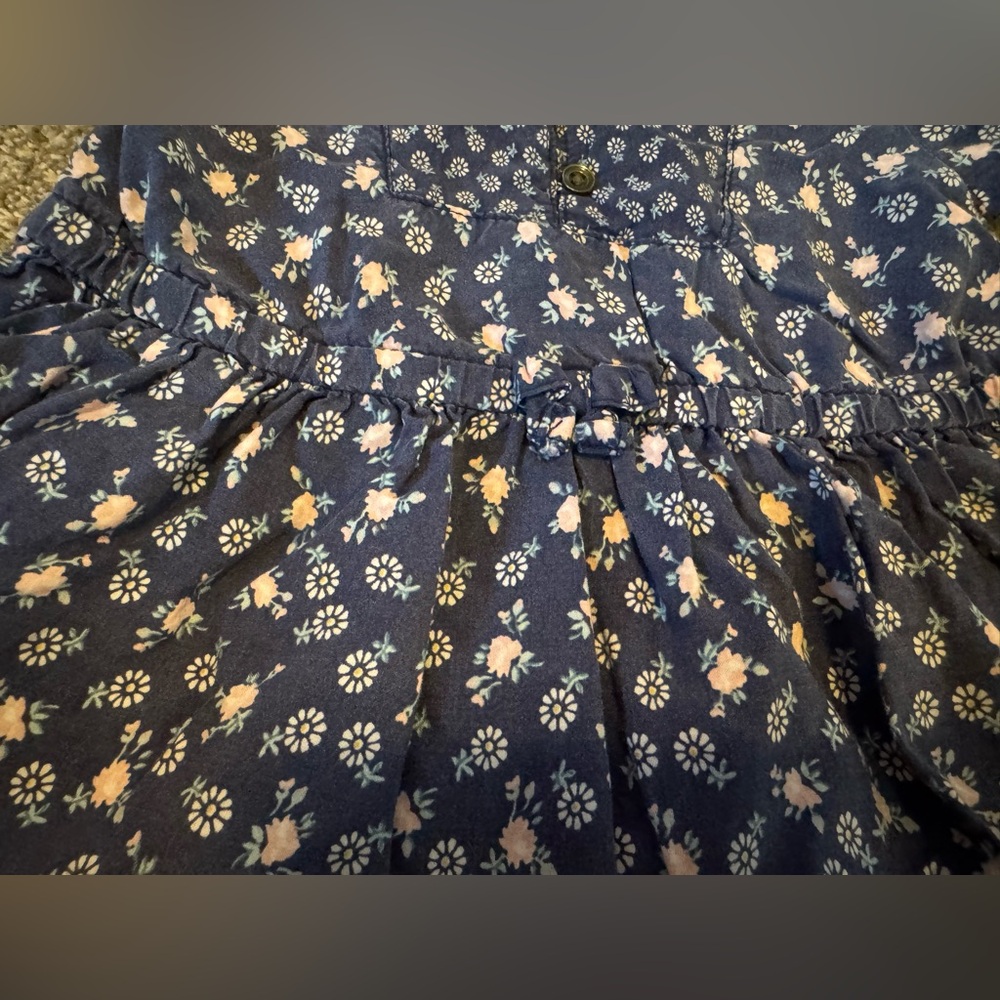 Navy Floral Carter’s Dress Peasant 24 months 24m 100% viscose long sleeve FLAW - Picture 3 of 14